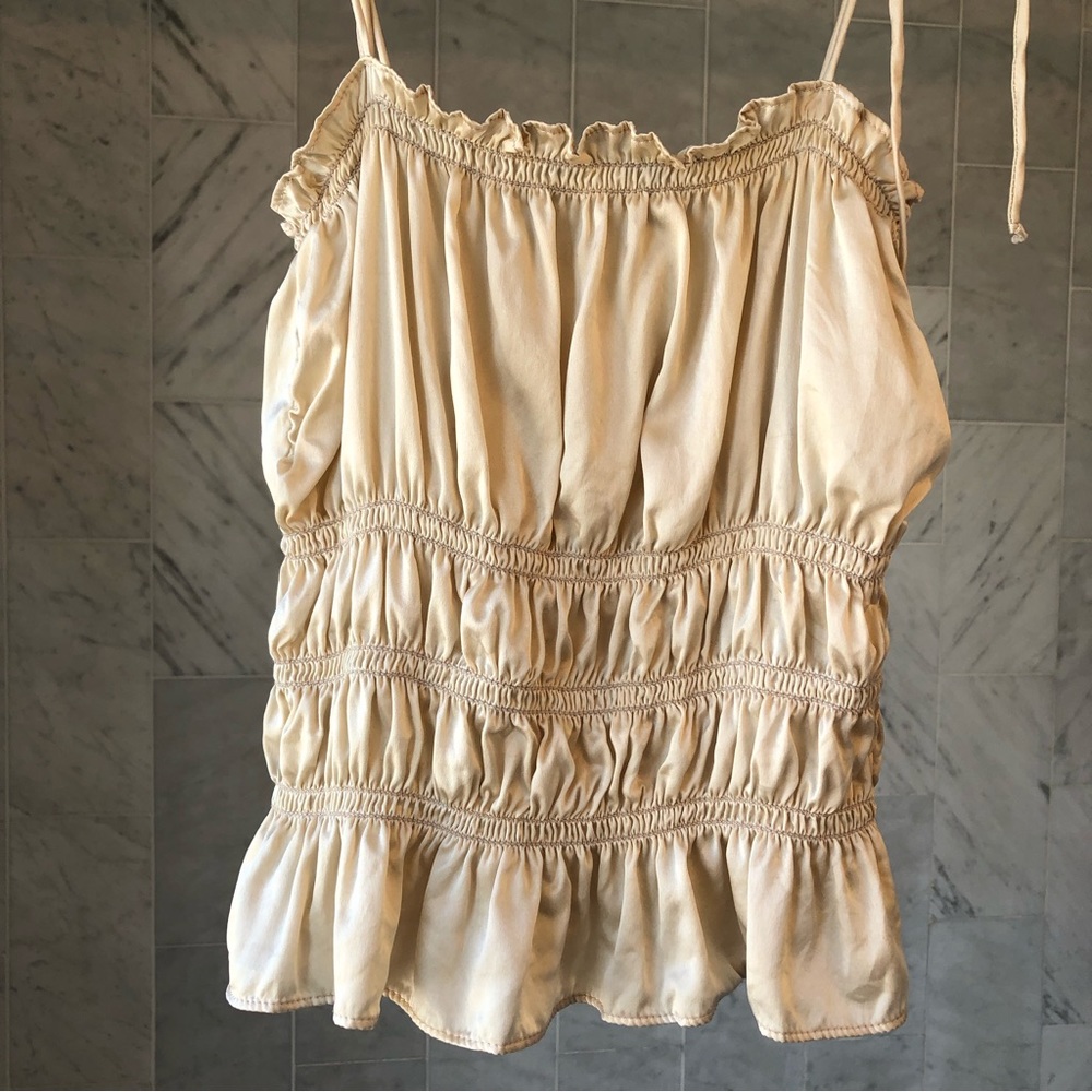 Reformation Silk Viviana Top Champagne size M Medium - Picture 5 of 13
